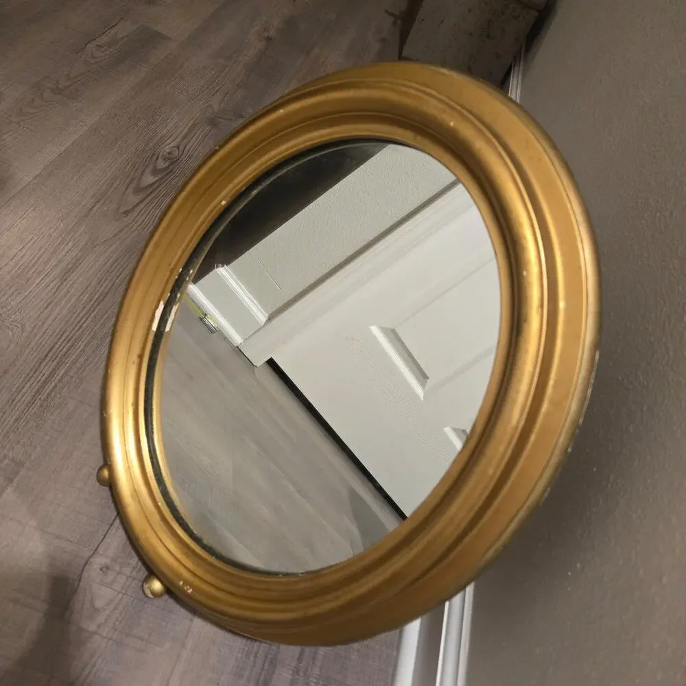 Antique Oval Gold Wood Framed Mirror